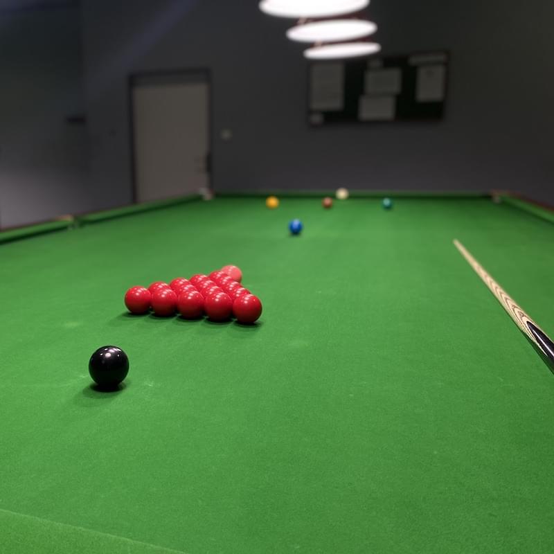 Snooker table set up and ready at SK Petřiny